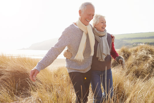senior couple getting exercise to prevent prostate health issues